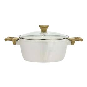 Kastrol s poklicí KITCHISIMO Bianco, 24 cm krémový

