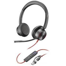 Headset HP Poly Blackwire 8225 MS, USB-C/A adaptér, stereo černý

