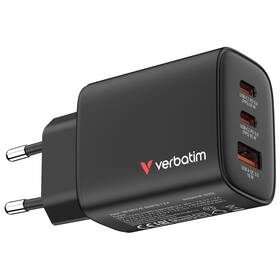 Nabíječka do sítě Verbatim Essentials 65W, 2×USB-C PD, 1×USB-A QC černá

