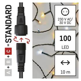Spojovací řetěz EMOS 100 LED Standard blikající, 10 m, venkovní, teplá/studená bílá 

