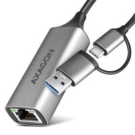 Síťová karta Axagon USB-C + USB-A 3.2 Gen 1 - Gigabit Ethernet šedá

