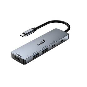 USB Hub Genius UH-500, USB-C/HDMI, 2x USB3.0, 100W PD šedý

