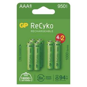Baterie nabíjecí GP ReCyko, HR03, AAA, 950mAh, NiMH, krabička 6ks 

