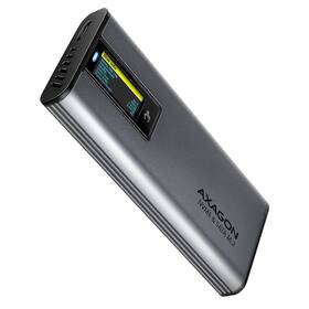 Externí rámeček Axagon DISPLAY box, USB-C 10Gbps - M.2 NVMe & SATA SSD šedý

