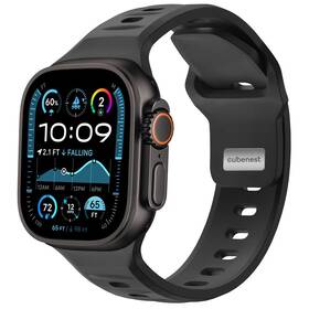 Řemínek Cubenest Premium Silikon Sport na Apple Watch 42/44/45/Ultra 49 mm černý

