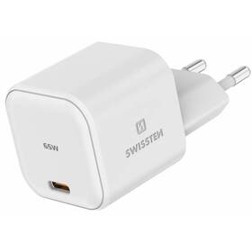 Nabíječka do sítě Swissten GaN, 1x USB-C, 65 W, PD bílá

