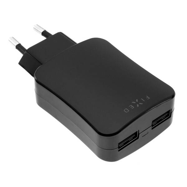 Nabíječka do sítě FIXED 2x USB, 24W černá

