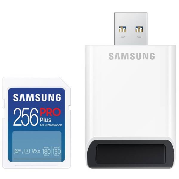 Paměťová karta Samsung 256GB UHS-I U3 (180R/130W) + USB adaptér 


