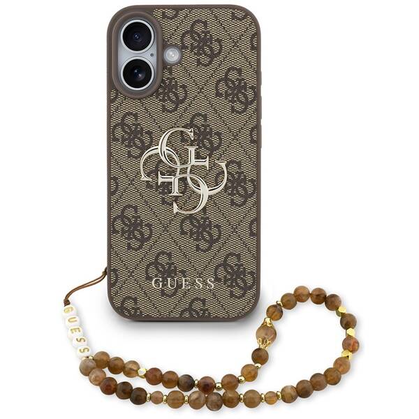 Kryt na mobil Guess PU 4G Metal Logo Strap na Apple iPhone 17 hnědý

