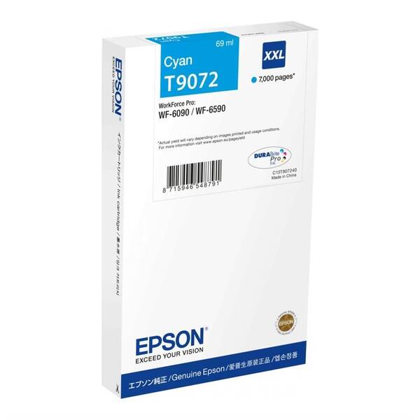 Inkoustová náplň Epson T9072 XXL, 7000 stran azurová

