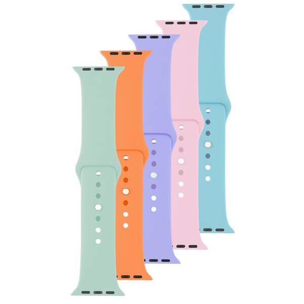 Set řemínků FIXED Silicone Strap na Apple Watch 42/44/45 mm modrý/zelený/růžový/fialový/oranžový

