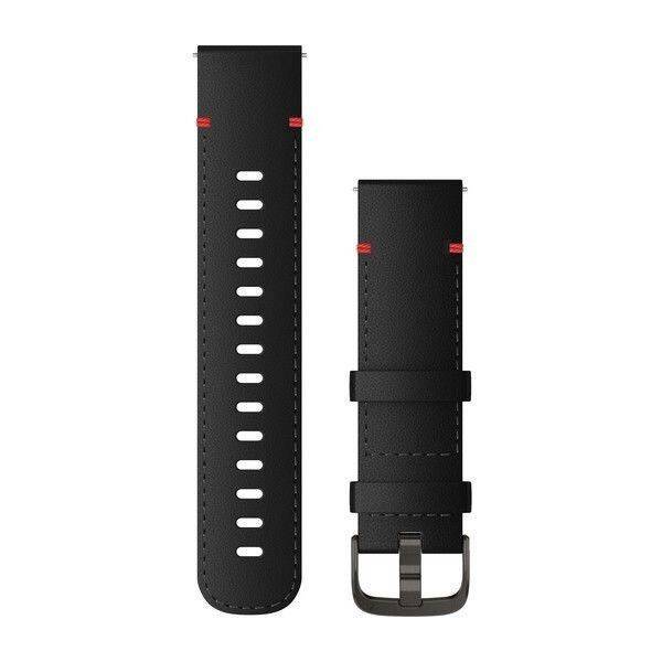 Řemínek Garmin Quick Release 22mm, kožený černý, černá přezka 

