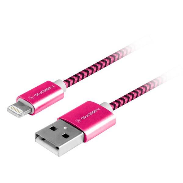 Kabel GoGEN USB / lightning, 1m, opletený fialový

