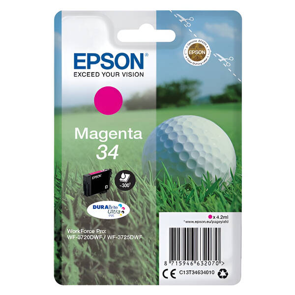 Inkoustová náplň Epson 34, 300 stran purpurová

