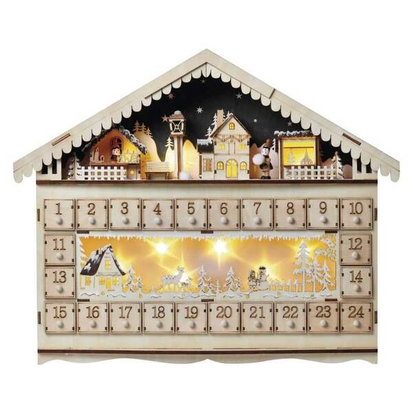 LED dekorace EMOS adventní kalendář, 19x40cm, 2x AA, vnitřní, teplá bílá 

