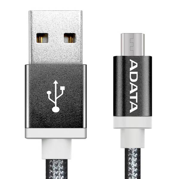 Kabel ADATA USB/micro USB, 1m, pletený černý


