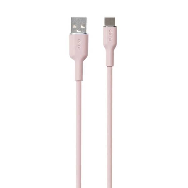 Kabel Puro Soft USB-C/USB-A 60 W, 1,5 m růžový

