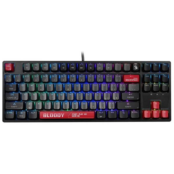 Klávesnice A4Tech Bloody S87 TKL, Red Switch, USB, CZ/SK layout černá

