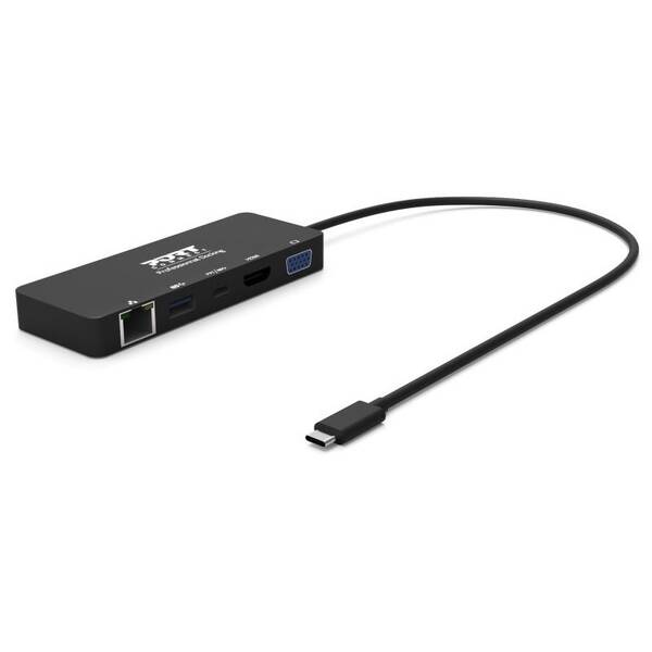USB Hub PORT CONNECT USB-C/LAN, HDMI, VGA, USB-C PD 3.0 85W, USB-A černý

