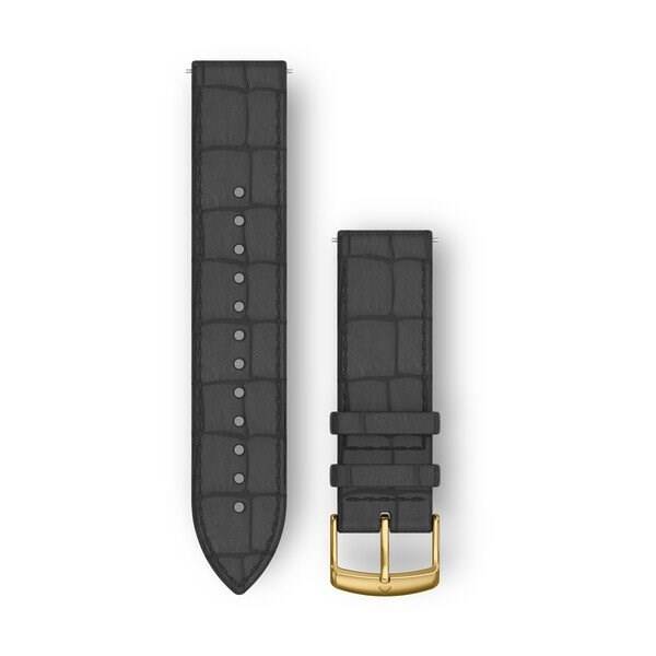 Řemínek Garmin Quick Release 20mm, kožený černý, zlatá přezka 

