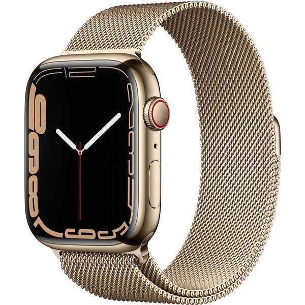 Chytré hodinky Apple GPS + Cellular, 41mm zlaté pouzdro z nerezové oceli - zlatý milánský tah 

