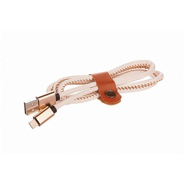 Kabel CellFish USB/Lightning, kožený, 1m bílý

