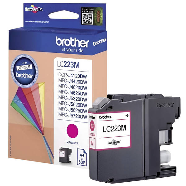 Inkoustová náplň Brother LC-223M, 550 stran purpurová

