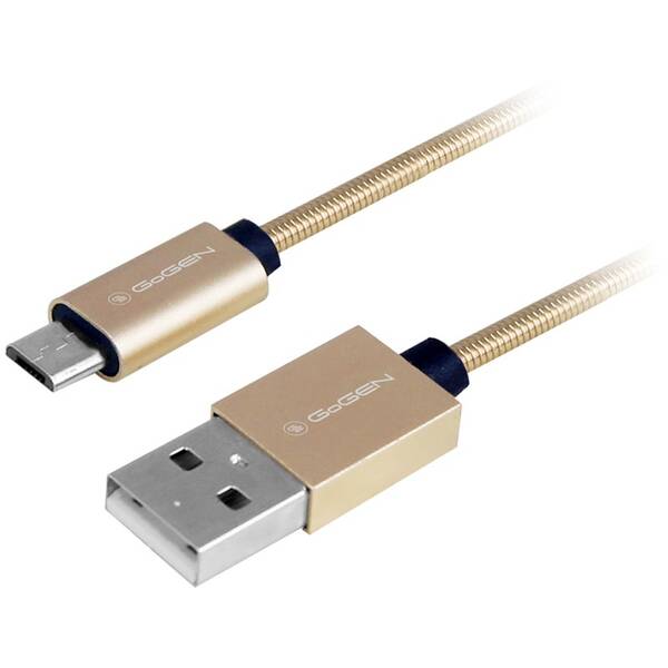 Kabel GoGEN USB / micro USB, 1m, ocelový, opletený zlatý

