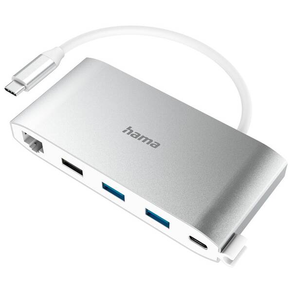 USB Hub Hama Multiport, 8 připojení, 3x USB-A, 2x USB-C, VGA, HDMI, LAN 

