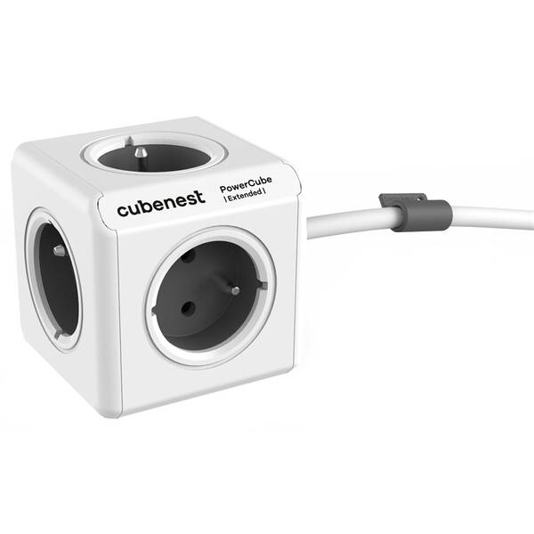 Kabel prodlužovací Cubenest Powercube Extended, 5x zásuvka, 1,5 m šedý/bílý

