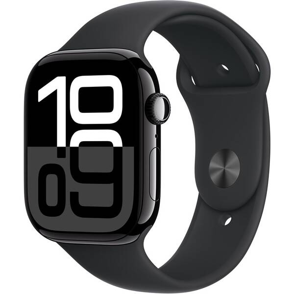 Chytré hodinky Apple GPS + Cellular 46mm pouzdro z klavírně černého hliníku - černý sportovní řemínek - S/M 

