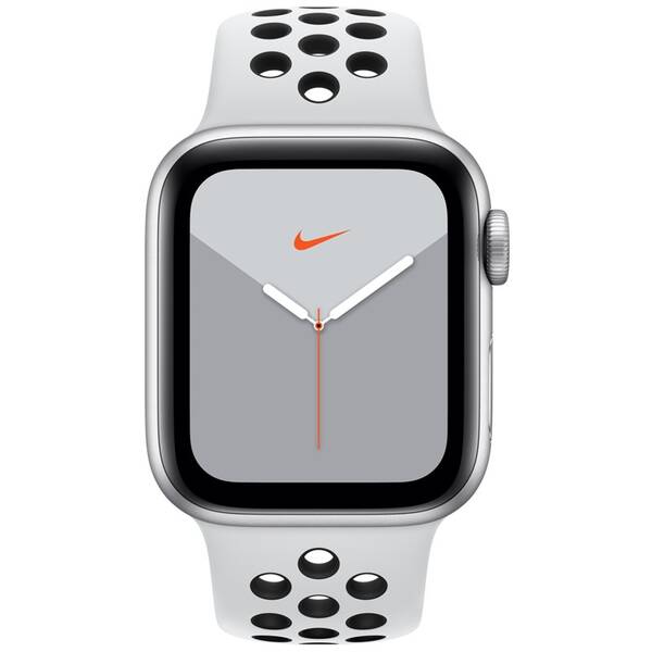 Chytré hodinky Apple GPS 40mm pouzdro ze stříbrného hliníku - platinový/černý sportovní řemínek Nike 

