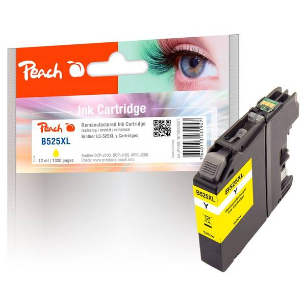 Inkoustová náplň Peach Brother LC-525XL, 1330 stran žlutá

