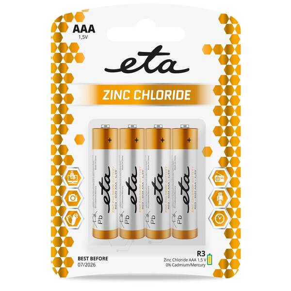 Baterie zinkochloridová ETA AAA, R03, blistr 4ks 

