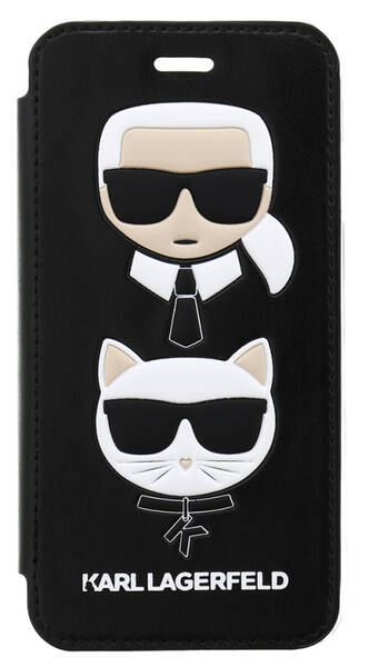 Pouzdro na mobil flipové Karl Lagerfeld Choupette Book na iPhone 7/8 černé

