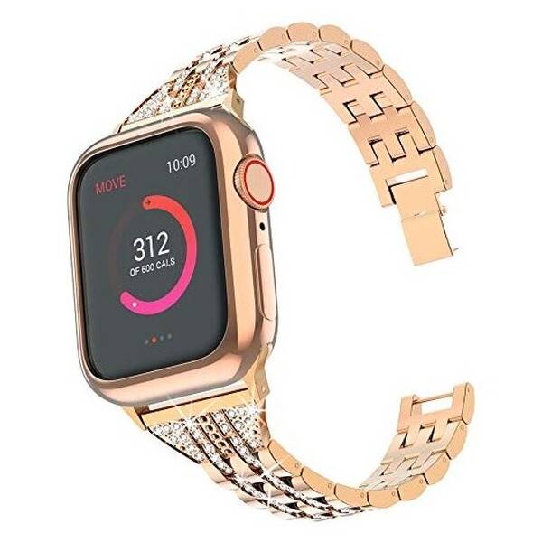 Řemínek WG line, kovový, na Apple Watch 38/40/41 mm + adapter zlatý

