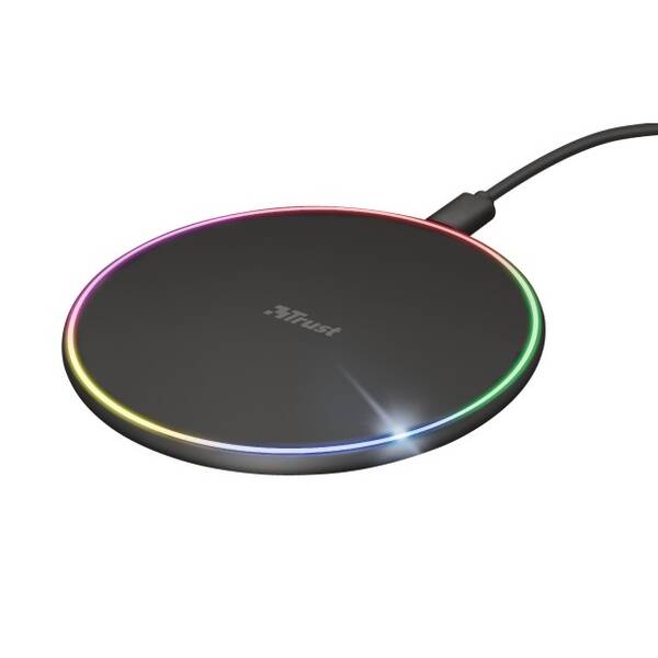Bezdrátová nabíječka Trust Lumo10 RGB, QC 3.0 černá

