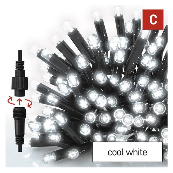 LED řetěz EMOS ICICLE, 50LED, IP44, CW (3m) černý


