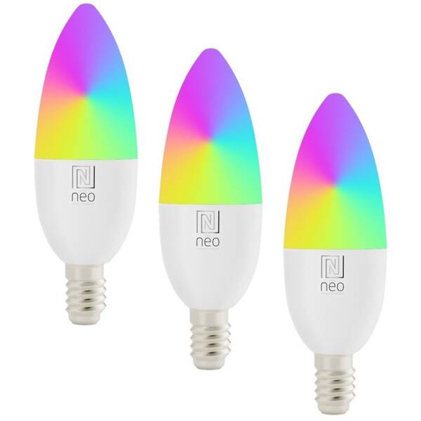 Chytrá žárovka IMMAX NEO SMART LED E14 6W RGB+CCT barevná a bílá, stmívatelná, WiFi, 3ks 

