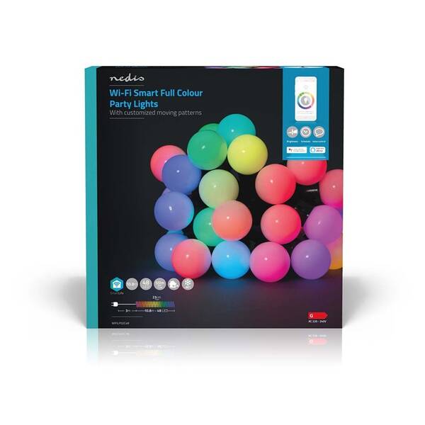 Party osvětlení Nedis SmartLife LED, Wi-Fi, RGB, 48 LED, 10.8 m, Android / IOS 

