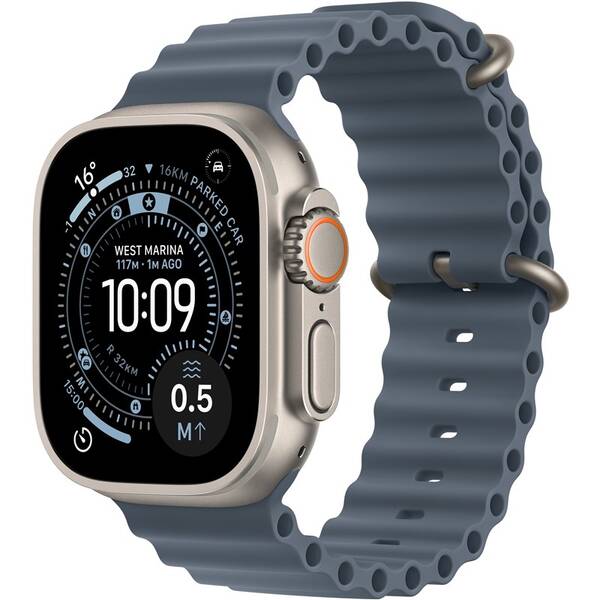 Chytré hodinky Apple GPS + Cellular 49mm přírodní titan - ocelově modrý oceánský řemínek 


