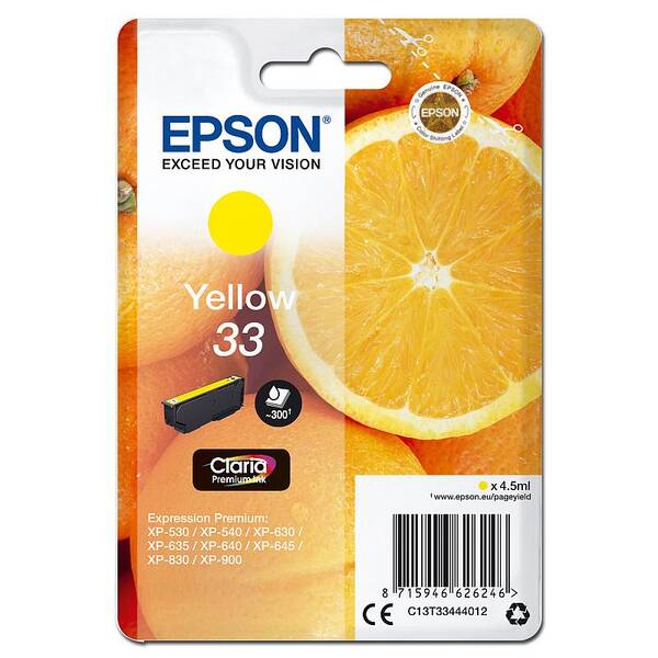 Inkoustová náplň Epson 33, 300 stran žlutá

