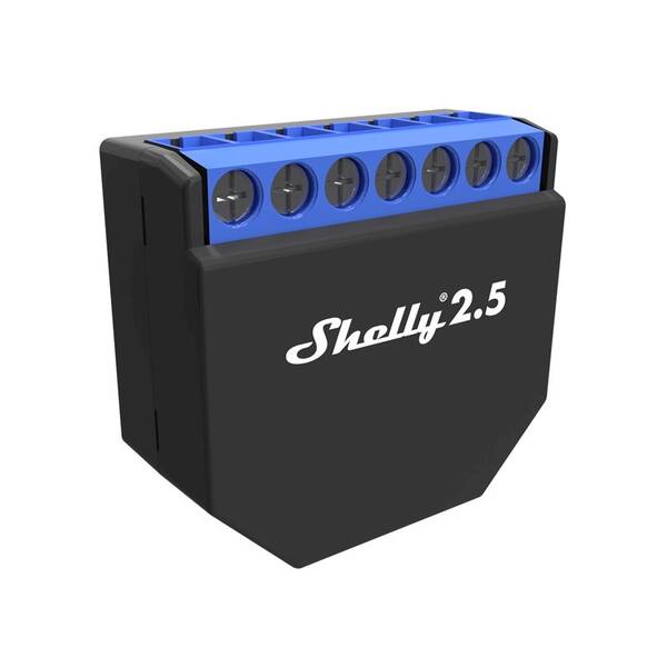 Modul Shelly 2.5, spínací/žaluziový modul s měřením spotřeby 2x 10A, WiFi 

