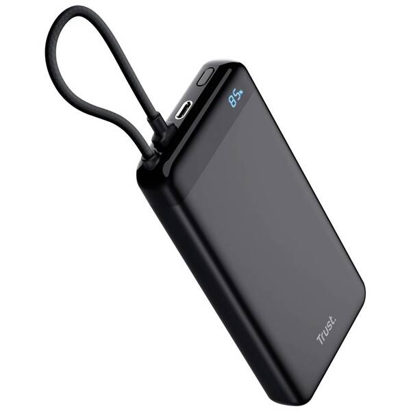 Powerbanka Trust Fiera, 20000 mAh, s kabelem, 2x USB-C černá

