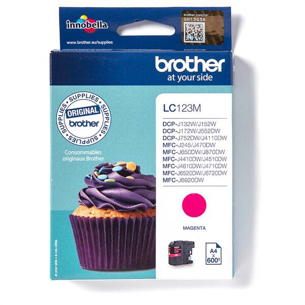 Inkoustová náplň Brother LC-123M, 600 stran purpurová

