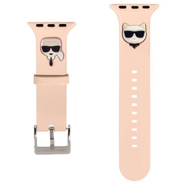 Řemínek Karl Lagerfeld Karl and Choupette na Apple Watch 42/44/45mm růžový

