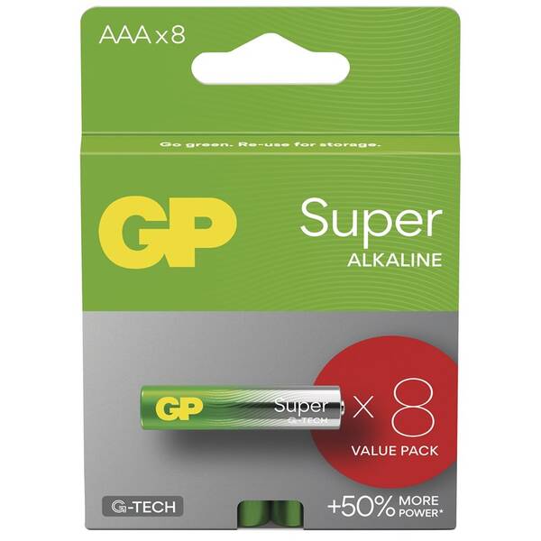 Baterie alkalická GP Super AAA (LR03), 8 ks 

