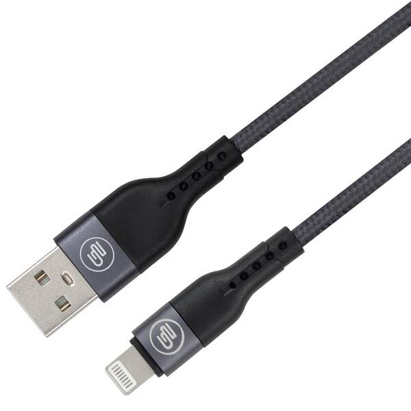 Kabel GoGEN USB-A / Lightning, 1 m, opletený, zkumavka grafitový


