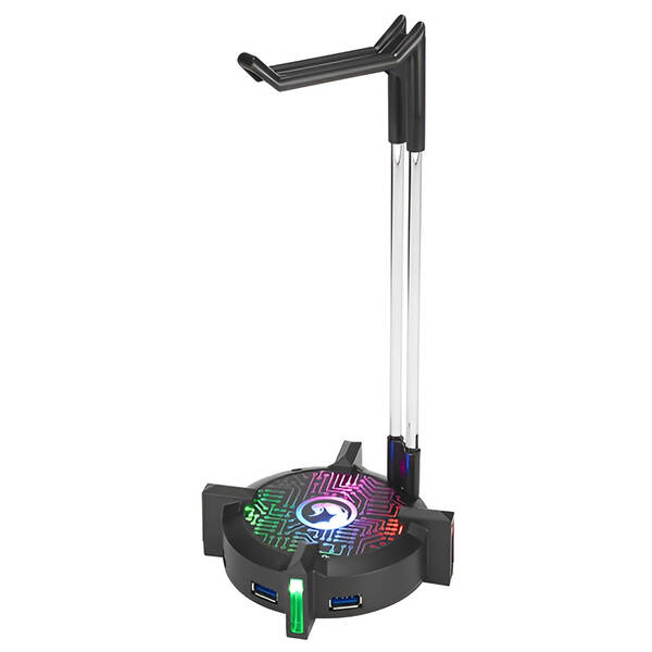 Stojánek Marvo na sluchátka HZ-04, 4x USB 3.0 HUB černé

