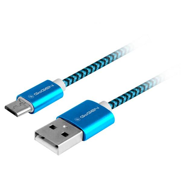 Kabel GoGEN USB / micro USB, 1m, opletený modrý

